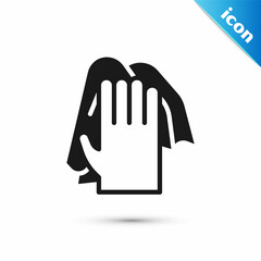 Grey Cleaning service icon isolated on white background. Latex hand protection sign. Housework cleaning equipment symbol. Vector
