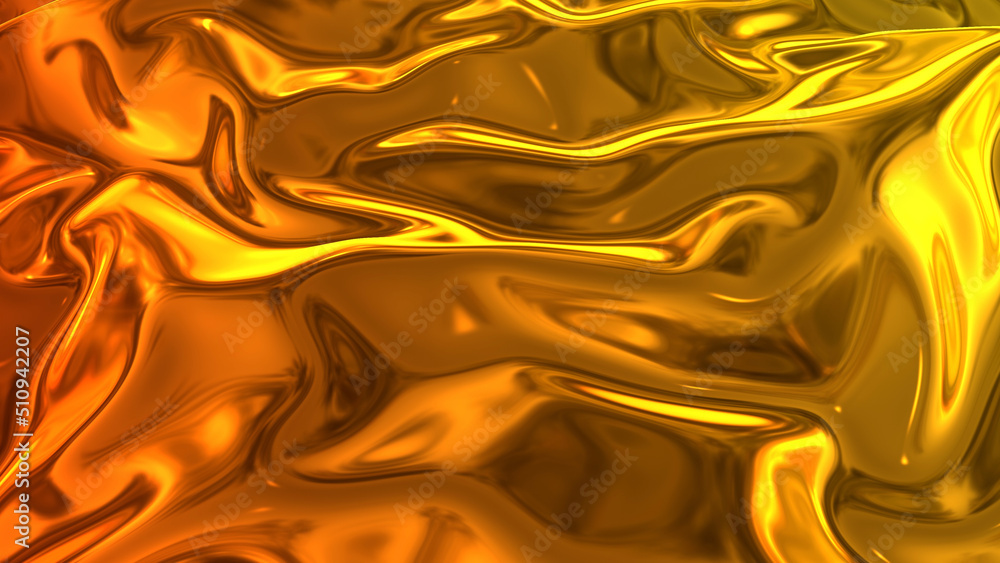 Poster 3d render beautiful folds of light shiny silk, like foil or metallic surface in full screen. beautif