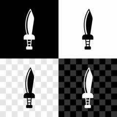Set Pirate sword icon isolated on black and white, transparent background. Sabre sign. Vector