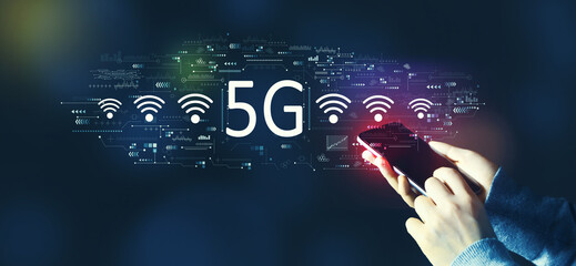 5G network with person using a smartphone
