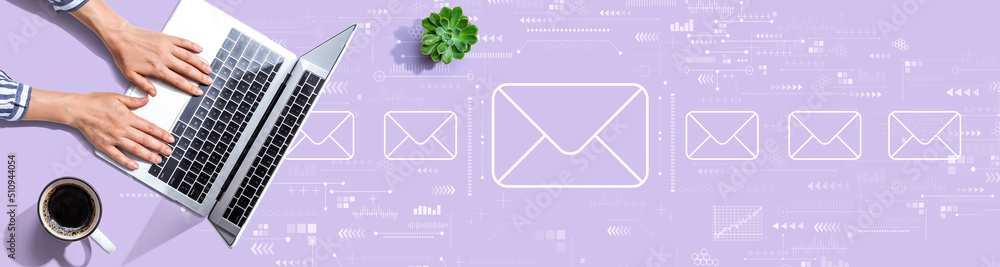Aufkleber email concept with person using a laptop computer