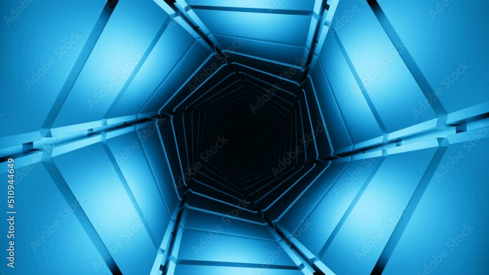 Poster 3d tunnel in shape of pipe. design. moving 3d tunnel in style of metal pipe. movement in geometric 3