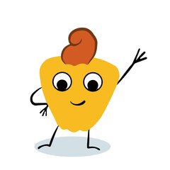 Fototapeta premium Cashew character waving. Isolated vector illustration on white background.