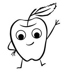  Apple character waving line. Isolated vector illustration on white background.