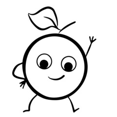 Orange character waving line. Isolated vector illustration on white background.