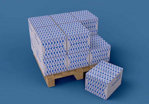 Square Cardboard Boxes Mockup