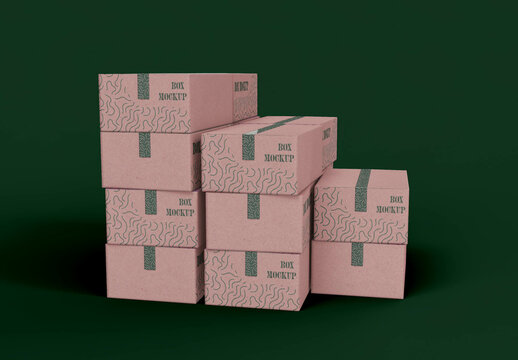 Stacked Cardboard Boxes Mockup