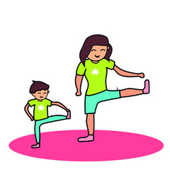 Yoga Mother and Son Having Fun