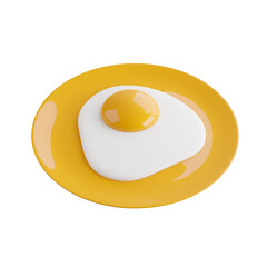 Fried egg on yellow plate, morning meal