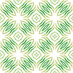 Watercolor ikat repeating tile border. Green