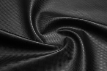 black artificial leather with waves and folds on PVC base