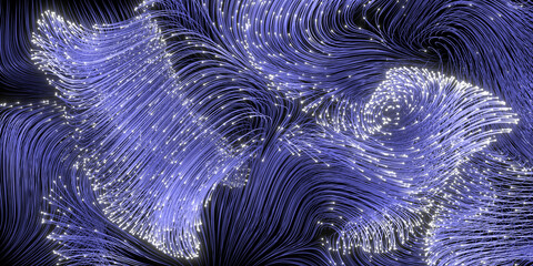 Beautiful abstract colored wires on a black background. Modern technological background. Futuristic design. 3d rendering image.