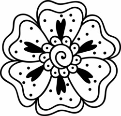 Black and white illustration with a flower.