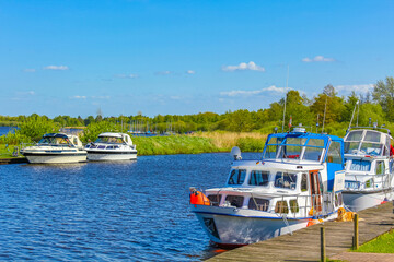 Bad Bederkesa Lake See boats natural landscape sunny day Germany.