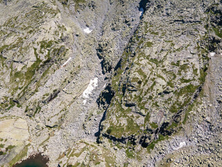 Aerial view of Rila Mountain near The Scary Lake, Bulgaria