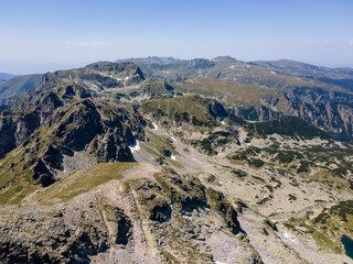 Aerial view of Rila Mountain near The Scary Lake, Bulgaria