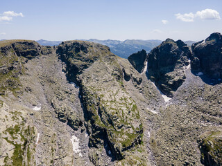 Aerial view of Rila Mountain near The Scary Lake, Bulgaria