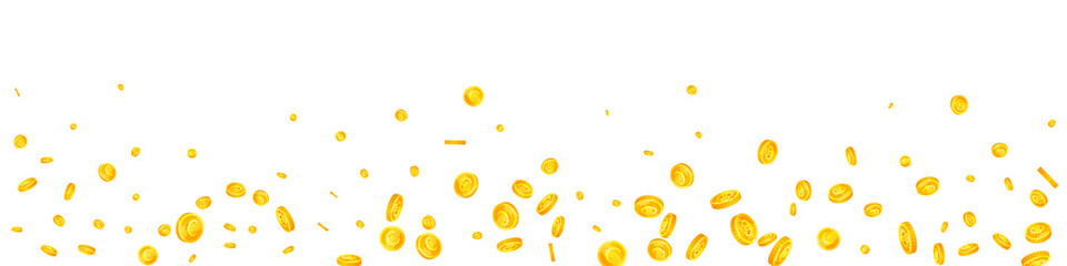 European Union Euro coins falling. Captivating scattered EUR coins. Europe money. Impressive jackpot, wealth or success concept. Vector illustration.