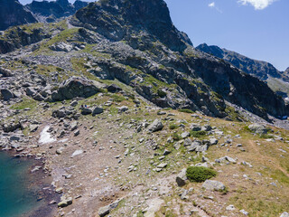 Aerial view of Rila Mountain near The Scary Lake, Bulgaria