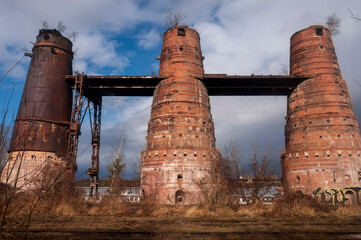 Old abandoned pottery and brick factory in Kladno, Czech Republic