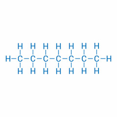 chemical structure of Heptane (C7H16)