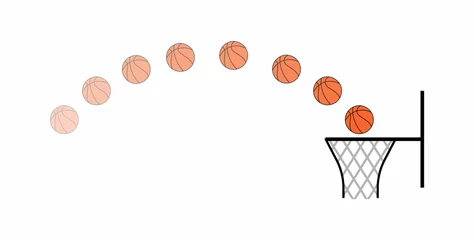 Fotobehang projectile motion. trajectory of a basketball © Zizo