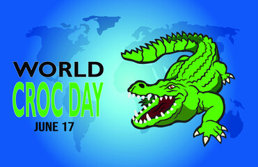 World Croc Day on June 17 vector illustration