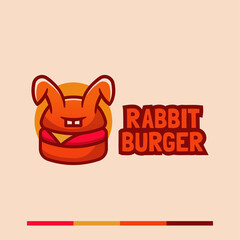 minimalist simple rabbit burger logo concept