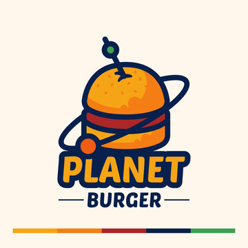 minimalist simple planet burger logo concept
