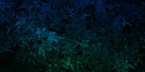 Dark blue, green vector pattern with abstract shapes.
