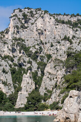 Naklejka premium Calanque d'En-vau near Cassis, boat excursion to Calanques national park in Provence, France