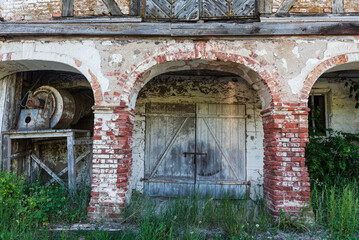 Fototapeta na wymiar Doors of old, historical mill in Dunalka, Latvia.