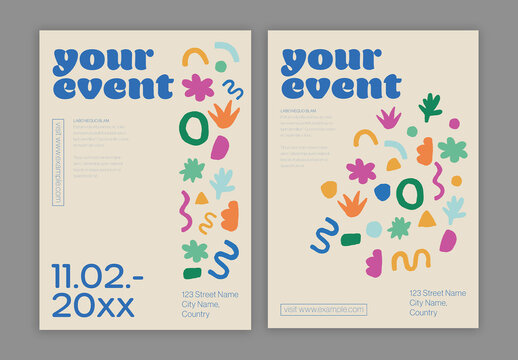 Creative Poster Layout with Doodle Shapes