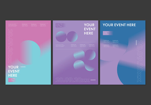 Gradient Poster Layout Set with Minimal Typography