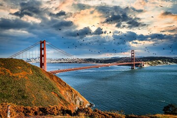 golden gate bridge at sunset