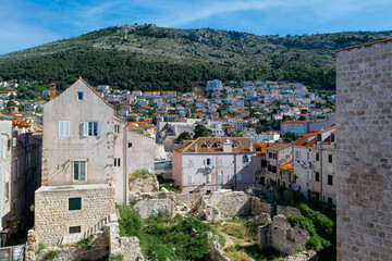 Fototapeta na wymiar Mount Srđ viewed from Old Town Dubrovnik