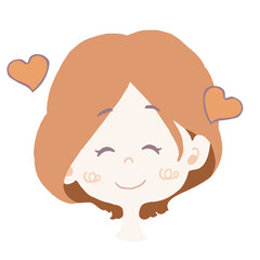 嬉しい表情の女の子のイラスト（ハート付き）