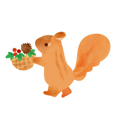 〘ベクター〙リスと木の実拾い 