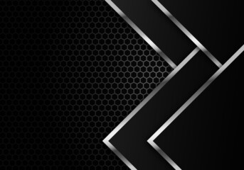 Abstract Dark Carbon Fiber Texture and Metal Lines Chromium on Metallic Hexagon Modern Technology Design Background