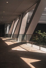 interior building reflections sun shopping center Brickell  columns 