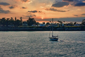 sunset at the beach in Santa Cruz, California