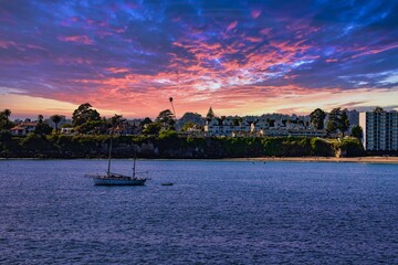 sunset at the beach in Santa Cruz, California