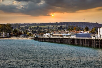 sunset at the beach in Santa Cruz, California