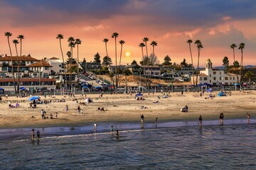 sunset at the beach in Santa Cruz, California