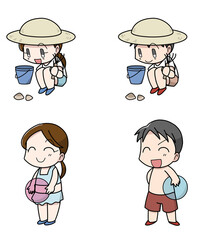 海で遊ぶ男女の大人