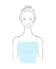 スキンケアの女性イラスト