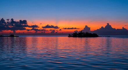 Sunset on Maldives paradise island holiday resort