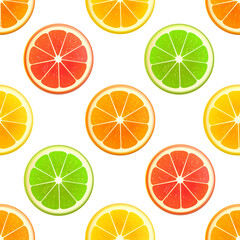 Vector seamless pattern from citrus slices - orange, lime, lemon, grapefruit