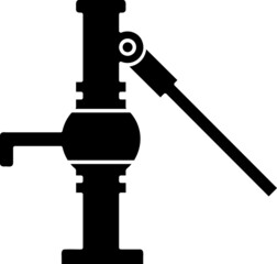 Deep well hand pump or manual pump vector icon. Consist of spout, lever handle, pipe and body above ground at outdoor..eps