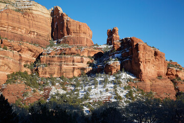 Red Rock mountains with some snow